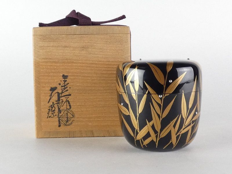 塗師 辻石斎 黒塗 露草蒔絵 棗 共箱 木製 保証品 茶道具 /R397 10,780円