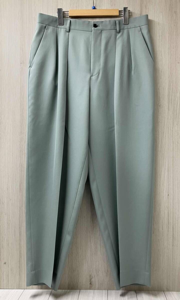 Graphpaper グラフペーパー GM221-40050 22SS Resin Wool Belted Trousers ウール スラックス サイズ2 グリーン