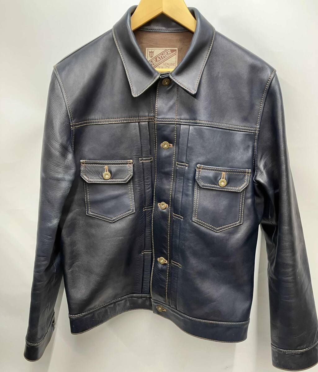 Y'2 LEATHER IB-141 HORSE HIDE 2nd type レザージャケット ホースハイド INDIGO HORSE サイズ 42 XL