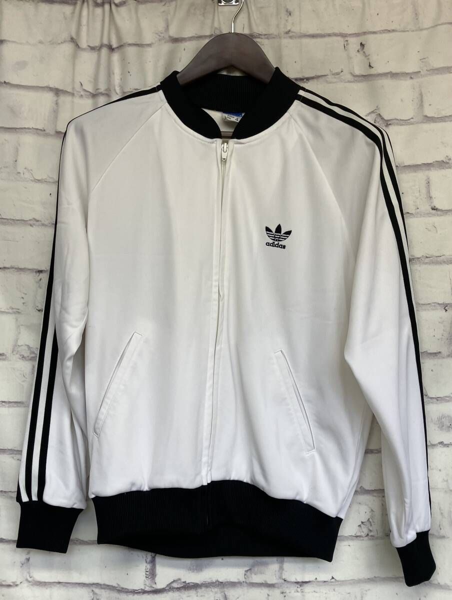 adidas アディダス トラックジャケット ホワイト ヴィンテージ ADA-04F サイズ4(M) 袖ライン トレフォイルロゴ 通年