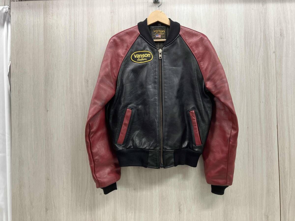 VANSON バンソン レザージャケット TJVチームジャケット 表記サイズ36 ブラック/レッド