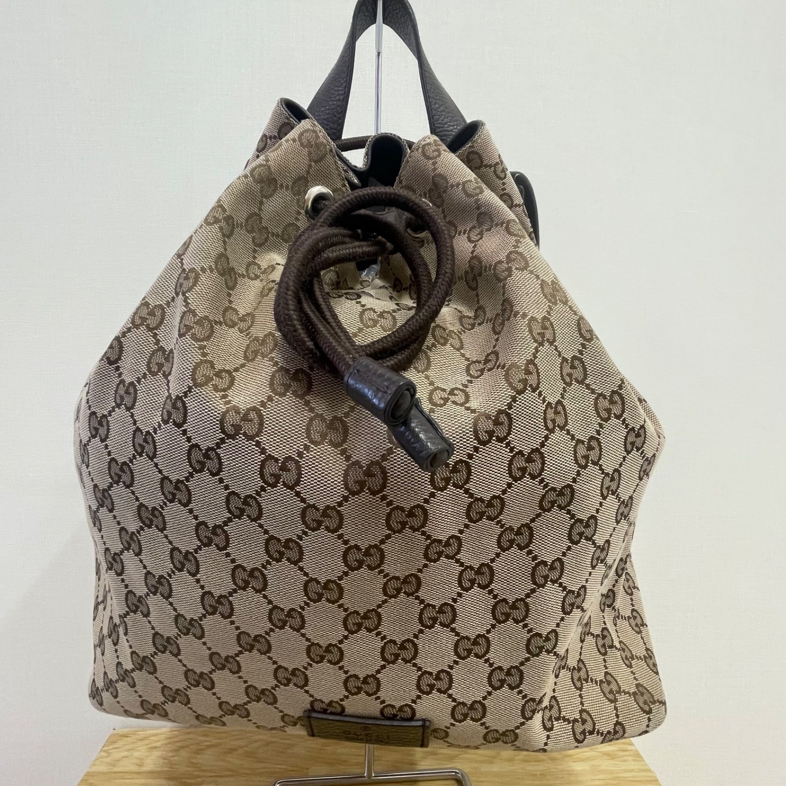 □GUCCI グッチ 449175 527066 GGキャンバス 巾着 バックパック 