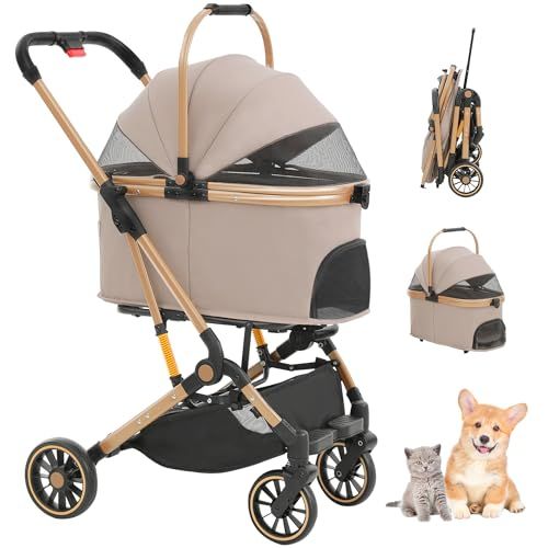 【2026新色アルミ合金自立式】MILA&LOUIS ペットカート 分離型&一体型 犬 カート ペットカート 小型犬多頭&1匹中型犬 ワンタッチ折り畳み 猫 ペットバギー 広い空間 犬 用 カート 前輪360°回転 前後輪バネ付 衝撃吸収 P 4580e7ee