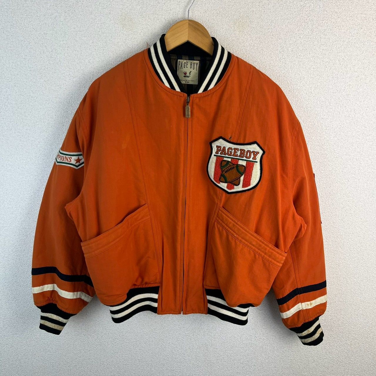 PAGE BOY ページボーイ スタジャン オレンジ Mサイズ レディース 古着 アメカジ レトロ