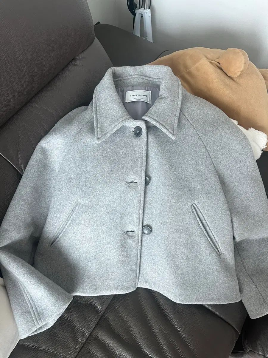 SHOPPERLAND ウール80% ショートコート グレー