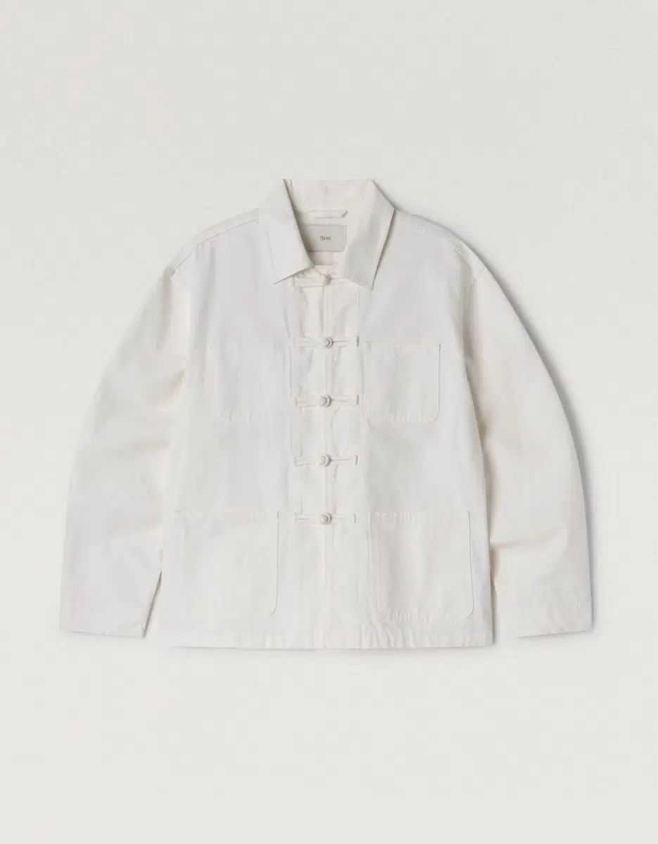 イシイ ishii Knot Button Cotton Work Jacket (White)