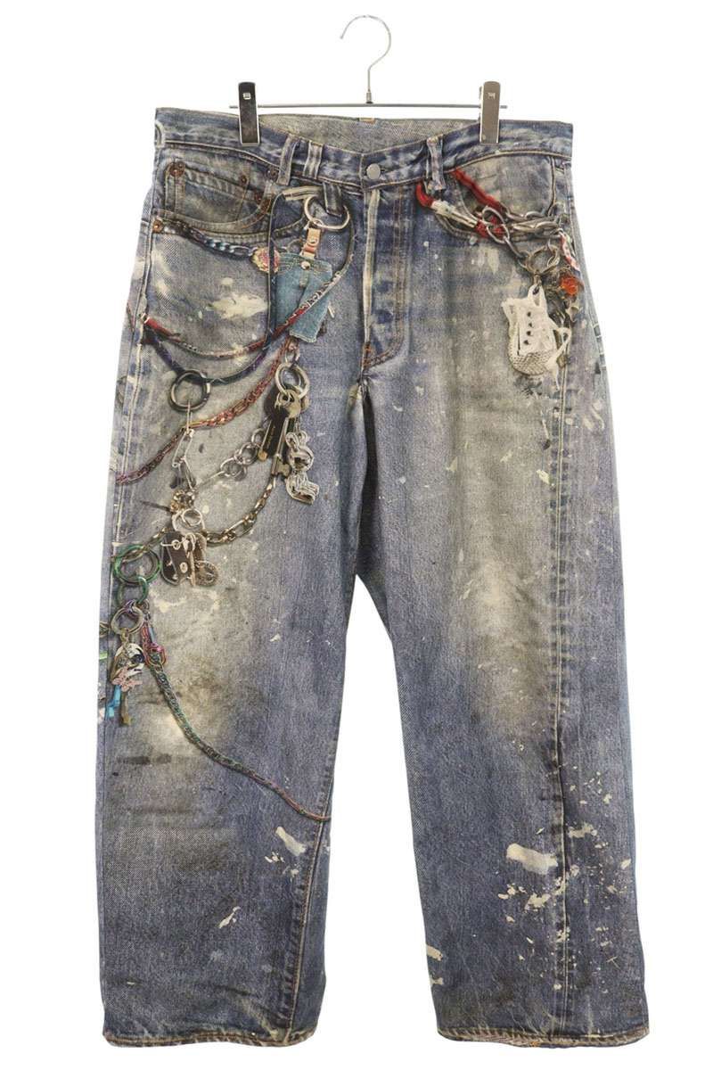 アクネストゥディオズ RW-UX-TROU000010 1981Mトロンプルイユキーチェーンプリントデニムパンツ メンズ XL