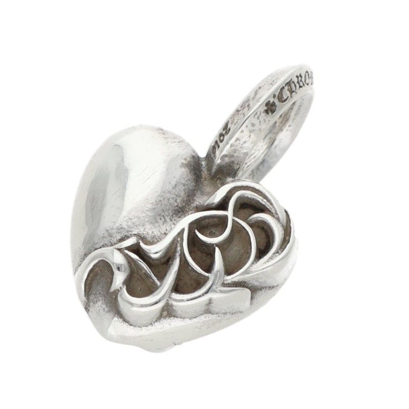 クロムハーツ #B STACK HEART V2/ハートスタックチャーム シルバーネックレストップ メンズ