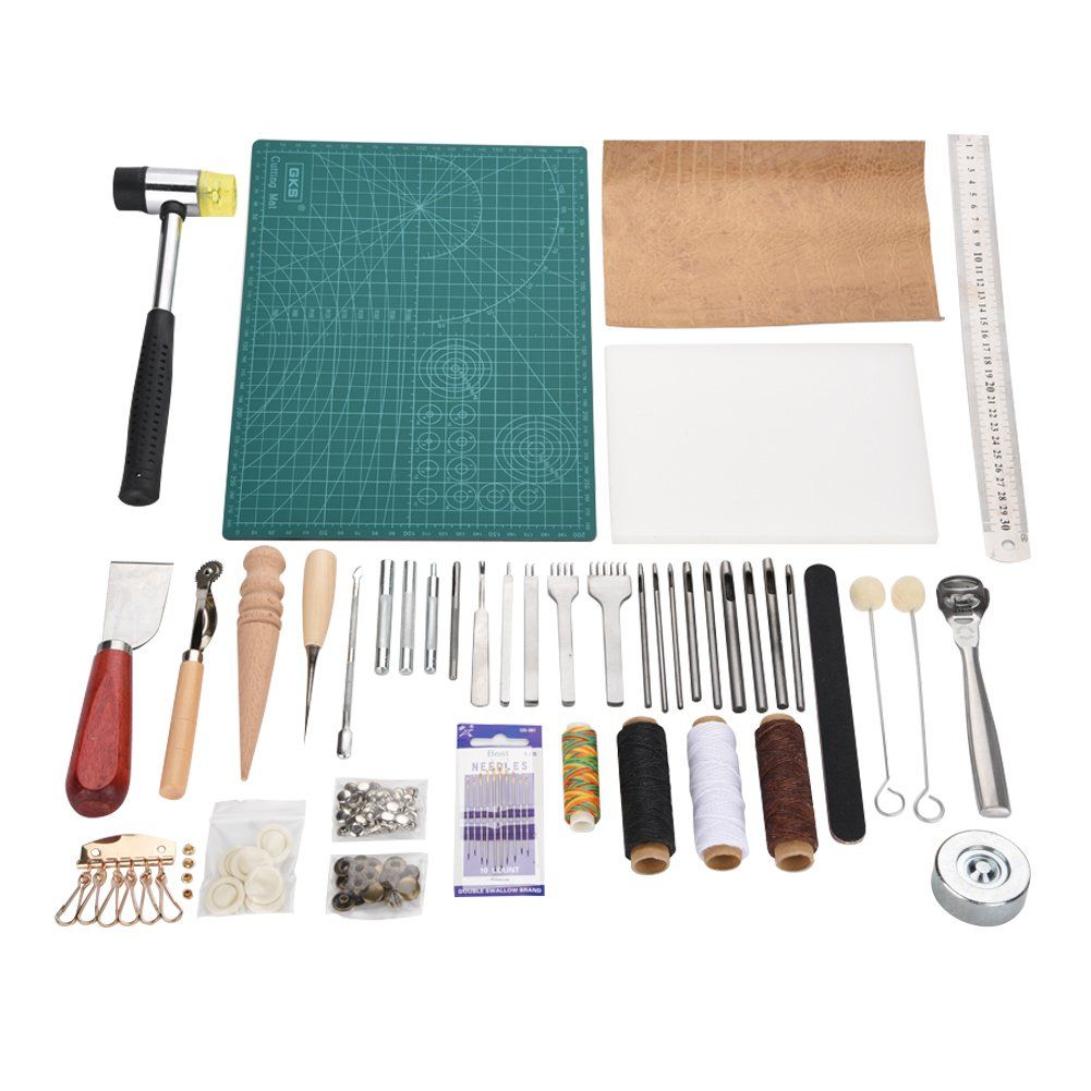 Yosoo 65点セット クラフト 縫い道具 皮革工具 手縫い 革工具セット 革細工 道具 ワックス キット DIY 手作り 縫製キットym b871dee8