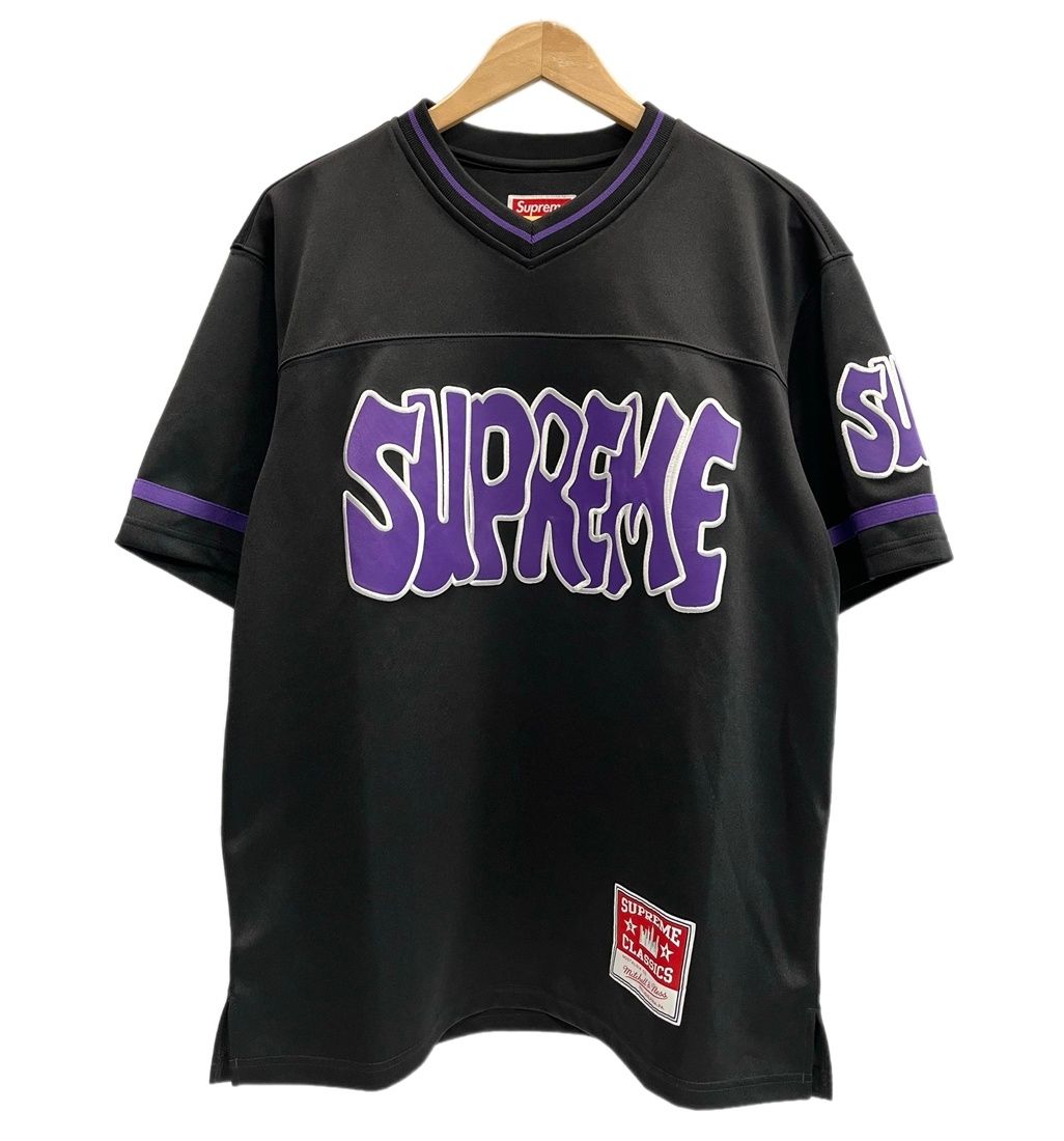 シュプリーム SUPREME × Mitchell&Ness Football Jersey 22AW ミッチェルアンドネス フットボールシャツ 黒 Tシャツ ブラック Mサイズ 101MT-6733