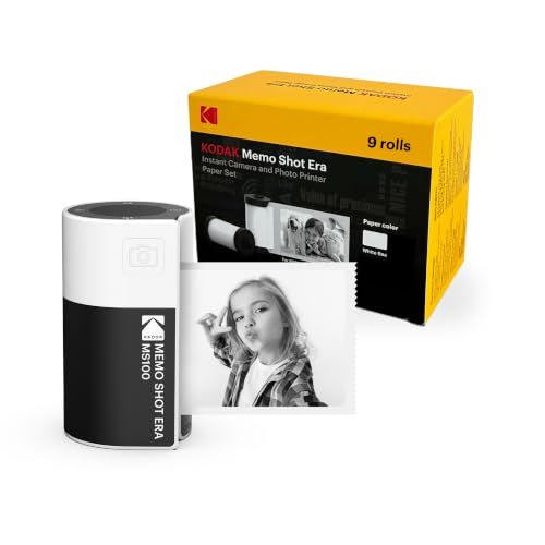 msKODAK Memo Shot ERA トイカメラ＆フォトラベルプリンター 10ロール付き ホワイト | 300dpi、Bluetooth対応、iPhone・Android対応、ワンタッチカートリッジ交換、安全な感熱印刷 a60c9648