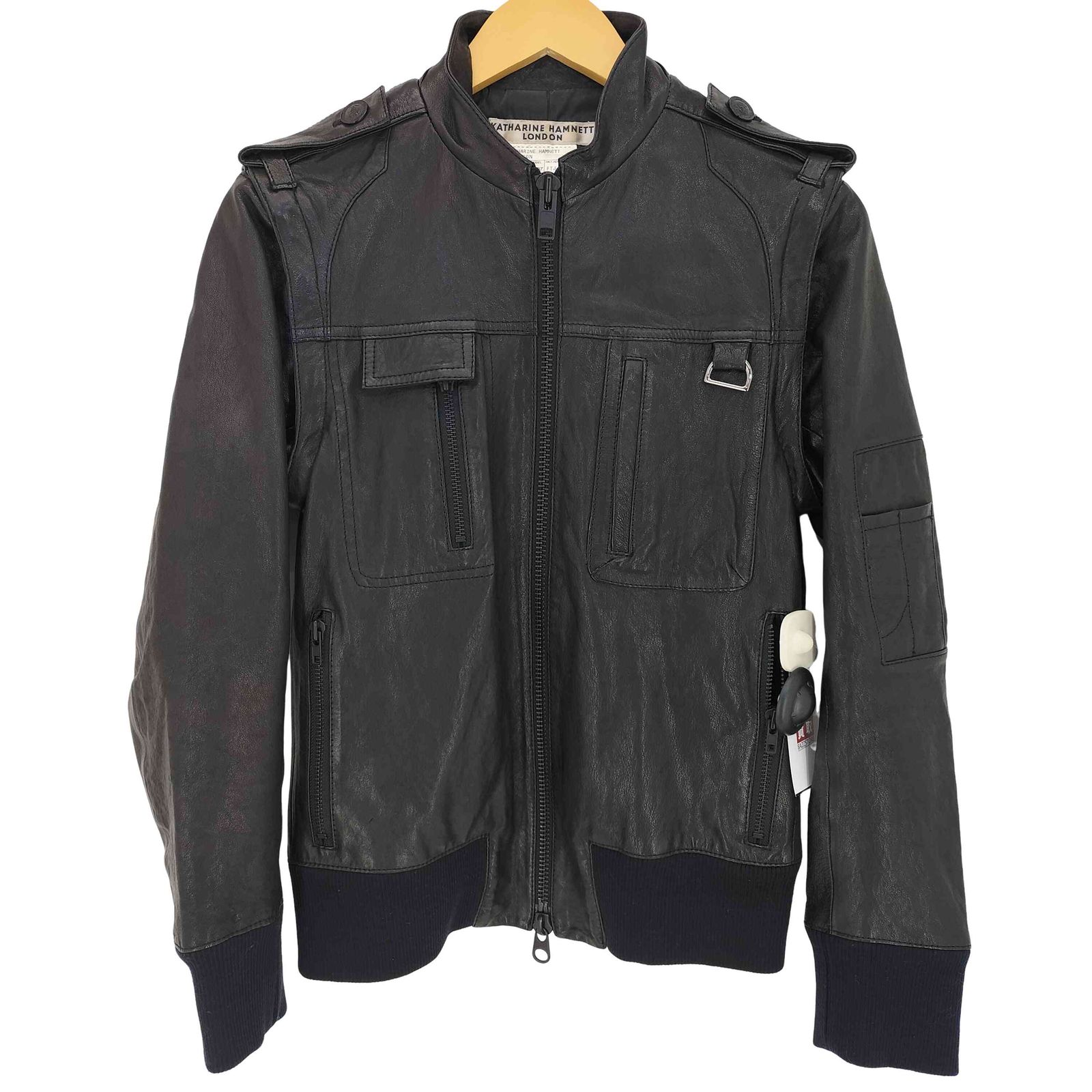 キャサリンハムネットロンドン KATHARINE HAMNETT LONDON シープスキン Dリング 2WAY エポレット リブ付 ダブルジップ レザージャケット メンズ import：M 10,460円
