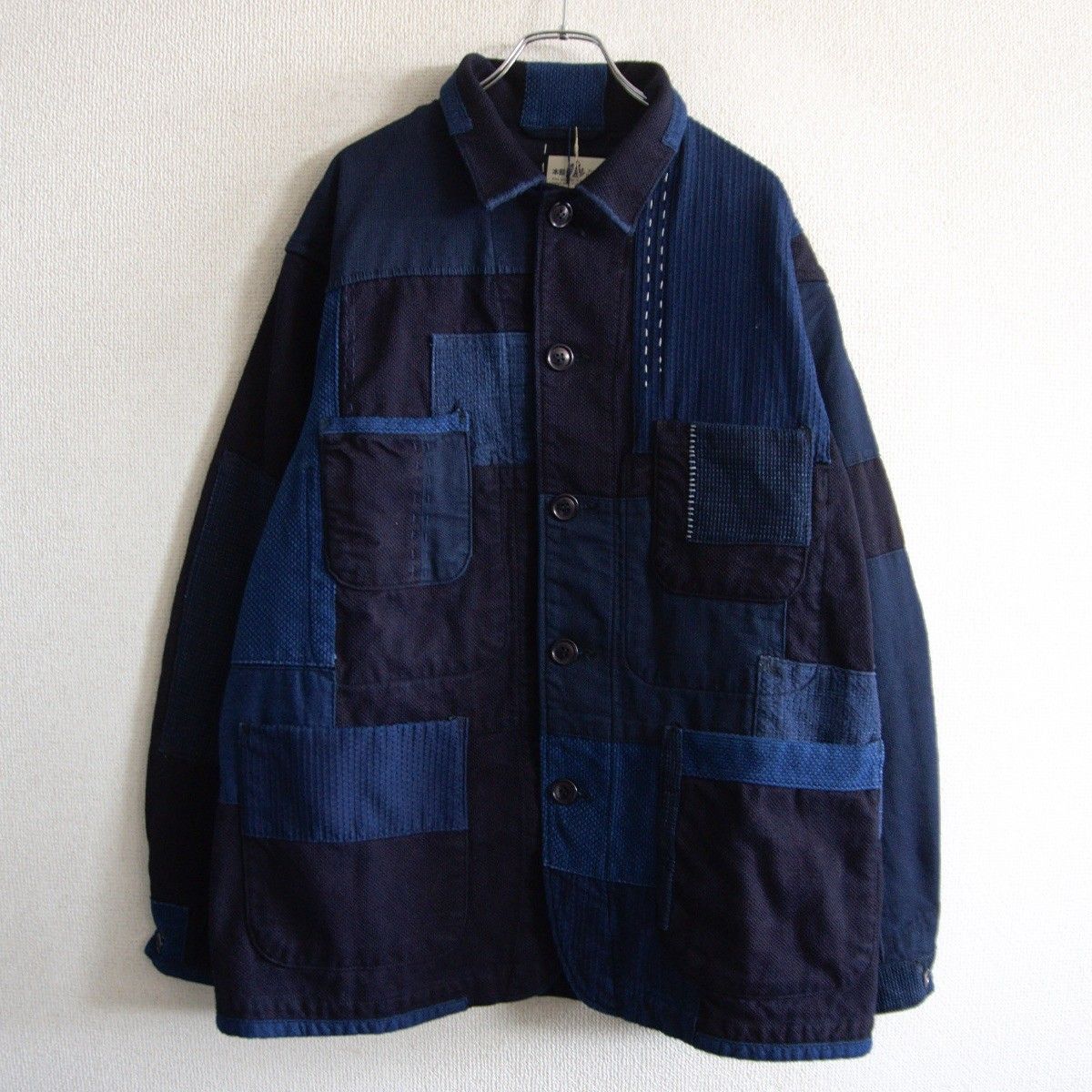 【未使用品】 BLUE BLUE JAPAN 【ホンアイサシコ ネンリンカバーオール】L ブルーブルージャパン 刺し子 パッチワーク カバーオール 26080494
