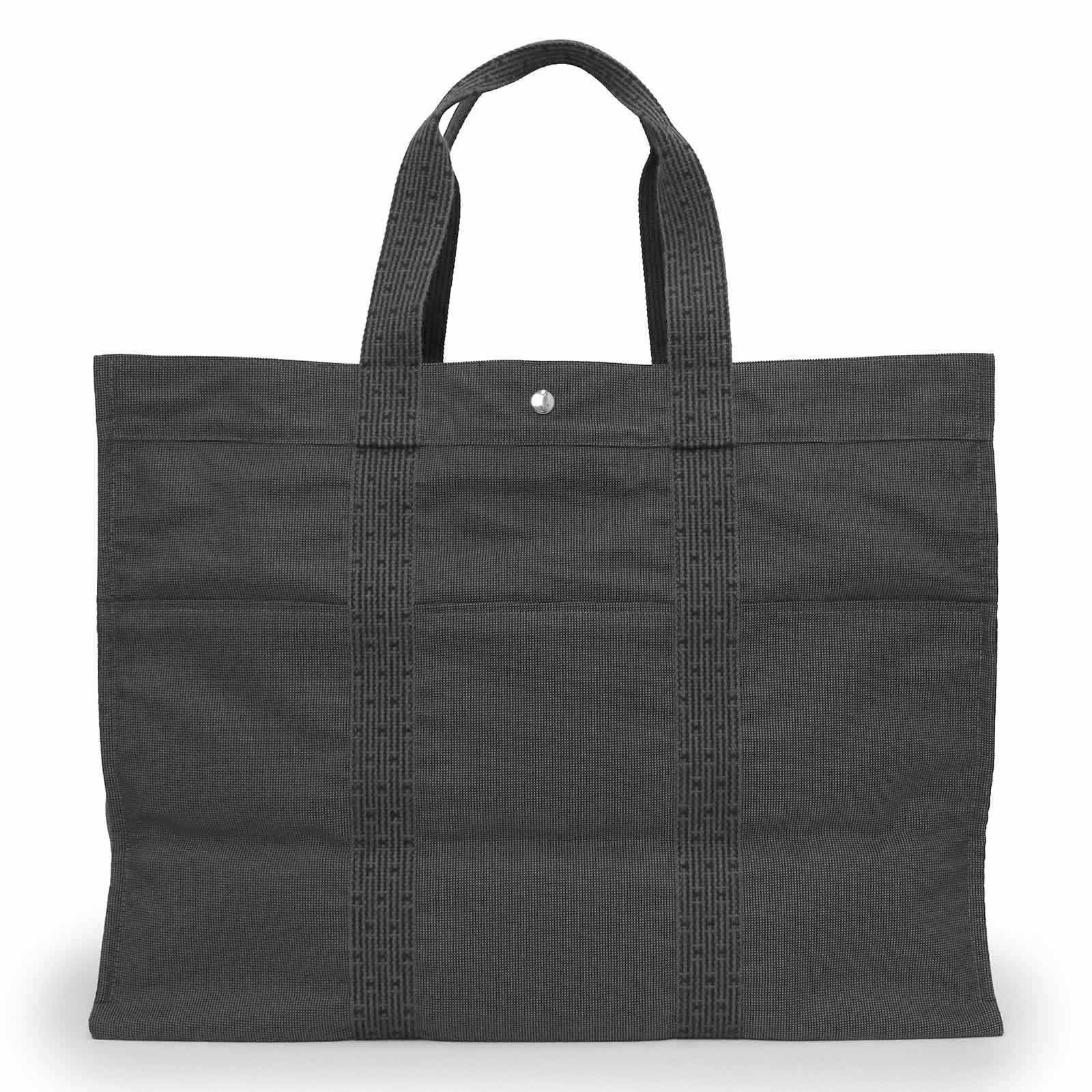 エルメス エールライン TGM キャンバス グレー トート 旅行用 トラベル ボストンバッグ シルバー金具 HERMES（美品）