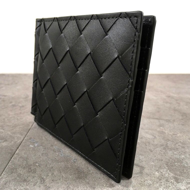 極美品 BOTTEGA VENETA マネークリップ イントレチャート ブラック 52