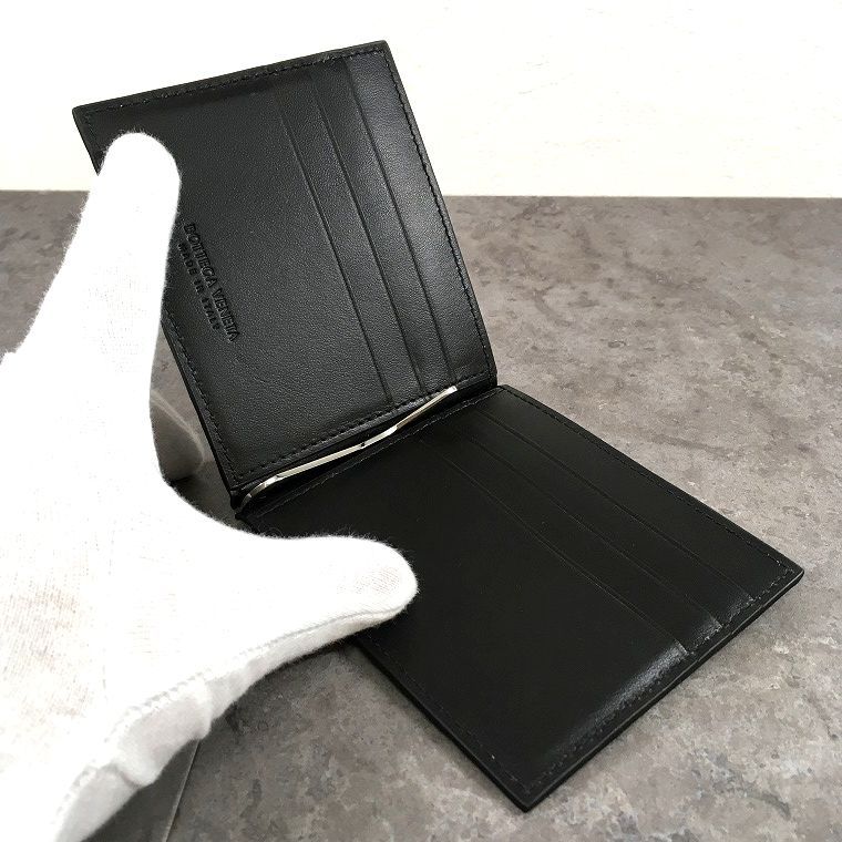 極美品 BOTTEGA VENETA マネークリップ イントレチャート ブラック 52
