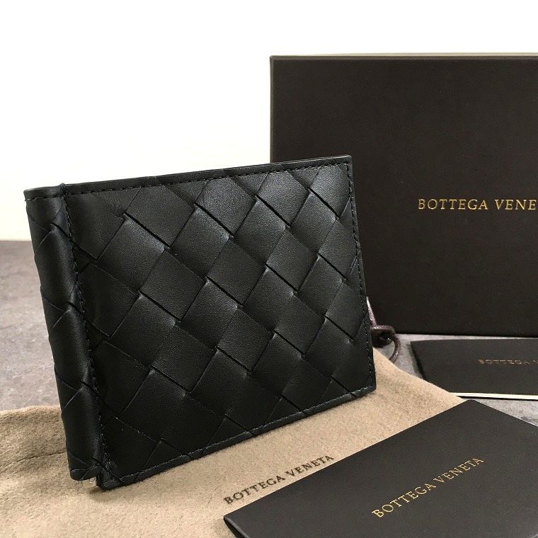 極美品 BOTTEGA VENETA マネークリップ イントレチャート ブラック 52