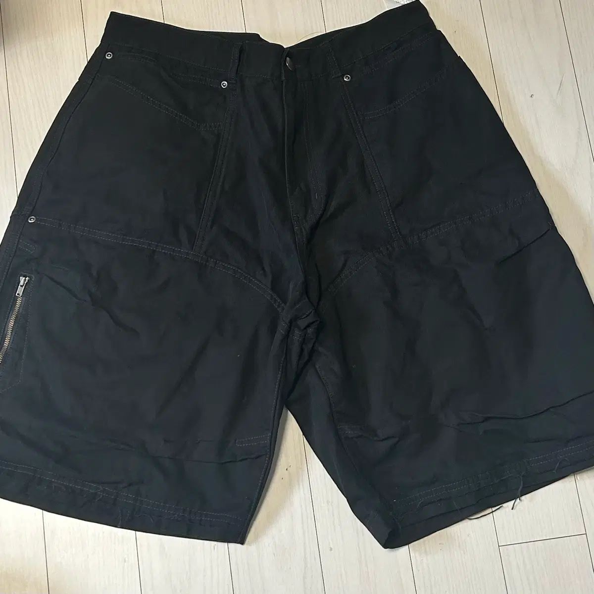 新品 ETCE ダブル ニット ジッパー ショーツ ブラック XL
