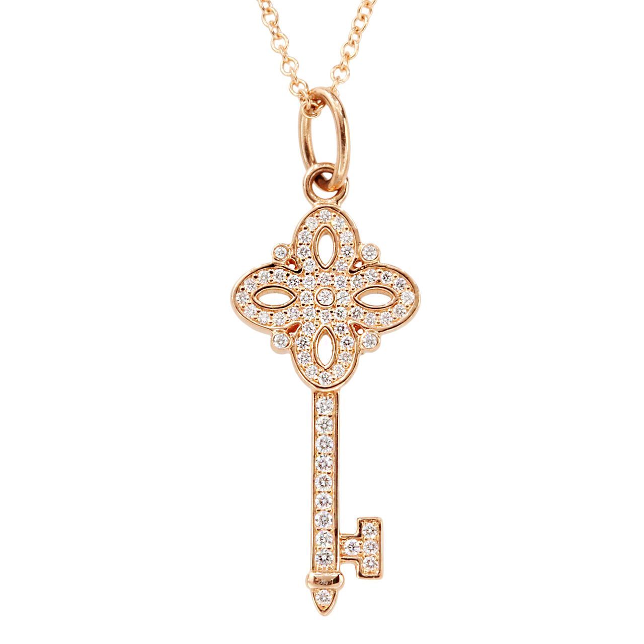 新品仕上げ TIFFANY&Co. ティファニー 750 K18 RG ビクトリアキー ミニ ネックレス GRP11367 ダイヤ MD0.09ct ローズゴールド ジュエリー