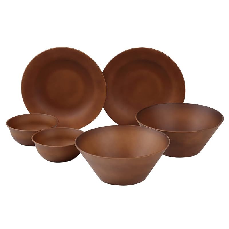 【新品】 rebirth(リバース) ナチュラルシリーズ 食器セット 6点 B 一人暮らし 日本製 プラスチック 軽い 割れにくい 食洗機 電子レンジ対応 (ブラウン) 6,698円