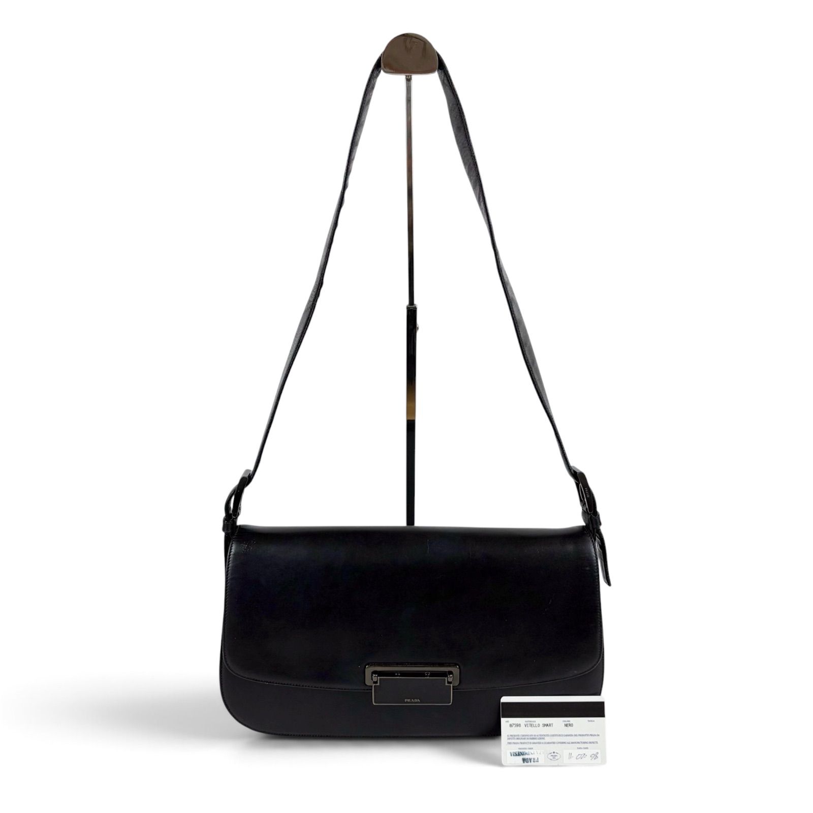 PRADA Calf Leather Hobo Bag Black プラダ カーフレザー ワンショルダーバッグ　ブラック 18,500円