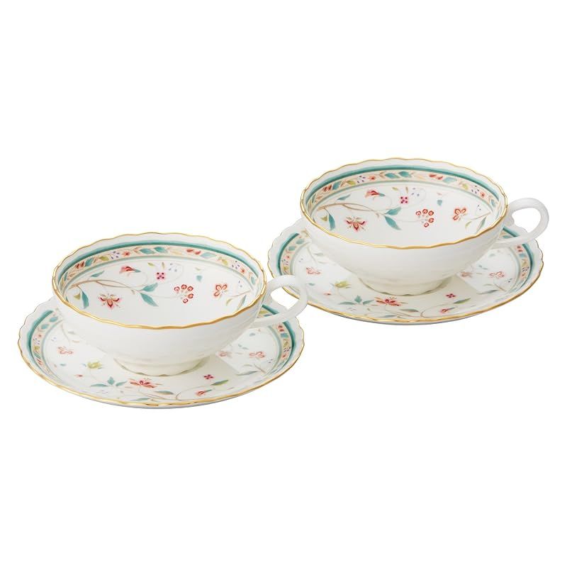 【新品】 Noritake ノリタケ ティー カップ & ソーサー ( ペアセット ) 180cc 花更紗 2客 ボーンチャイナ P58043A/4409