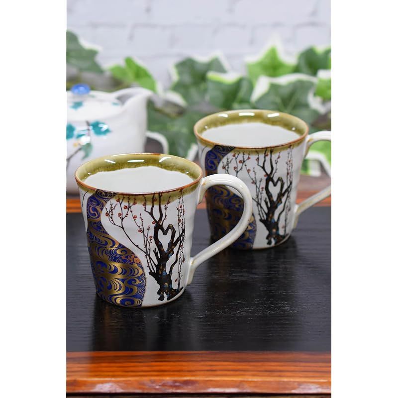 【新品】 和座の蔵 おしゃれ コーヒーマグ 九谷焼 マグカップ ペア セット 光琳梅 陶器 高級 ブランド 食器 日本製 結婚祝い 還暦祝い 古希祝い 喜寿祝い 母の日 父の日 敬老の日 プレゼント ギフト