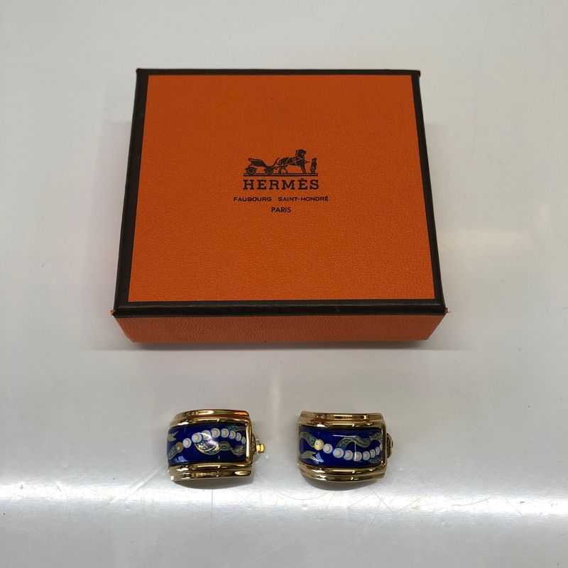 【現状渡し品】 HERMES エルメス エマイユ 七宝焼き クリップ式 イヤリング アクセサリー (ICH) 【182-260823-AS-3-hon】