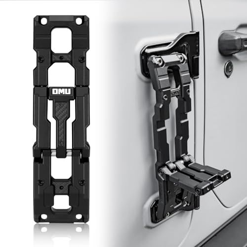 ドアヒンジステップアルミ折りたたみフットペダルJeep Wrangler 2007-2018 JK JKU、2018-2024 JL JLU JTに対応ブラック b5ce981a