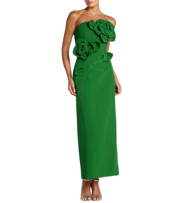 マックダガル レディース トップス ワンピース クレープチ ミディ ストラップレス Mac Duggal Petite Crepe Strapless Midi Dress With 3D Flowe 66,990円