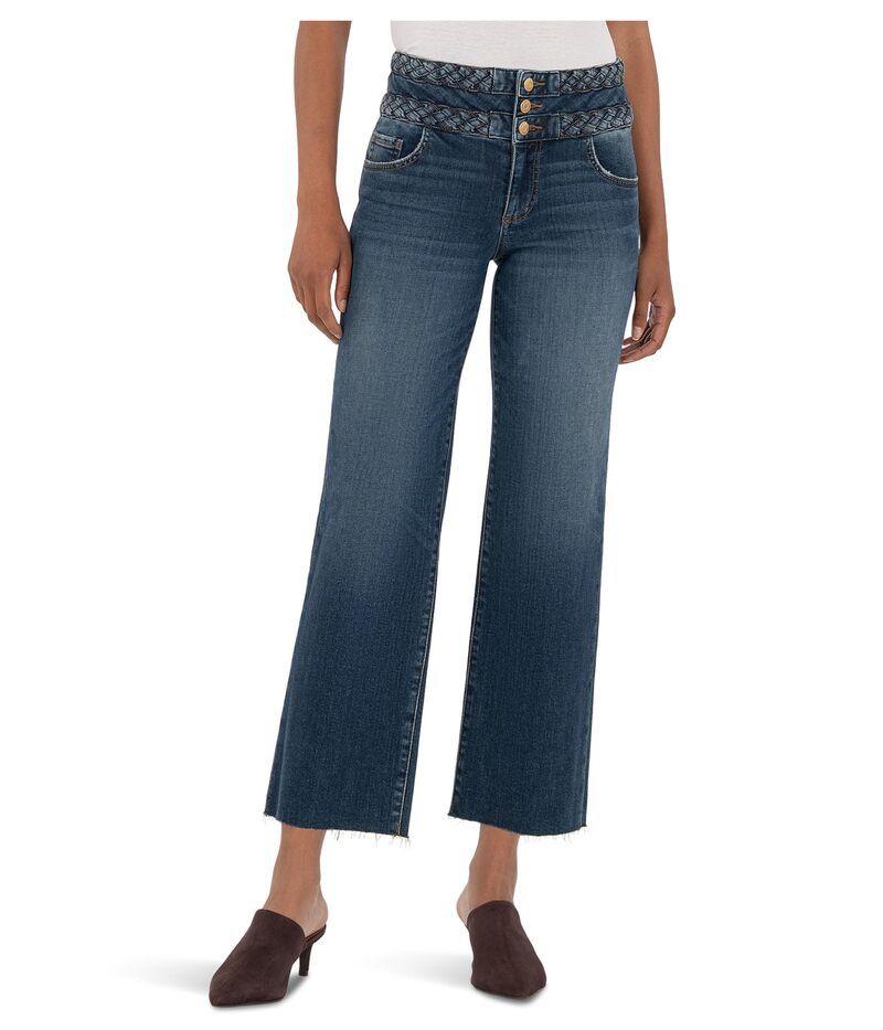カットフロムザクロス レディース ボトムス デニムパンツ KUT from the Kloth Charlotte Highrise Wide Wstbnd W Braid On Top Connec