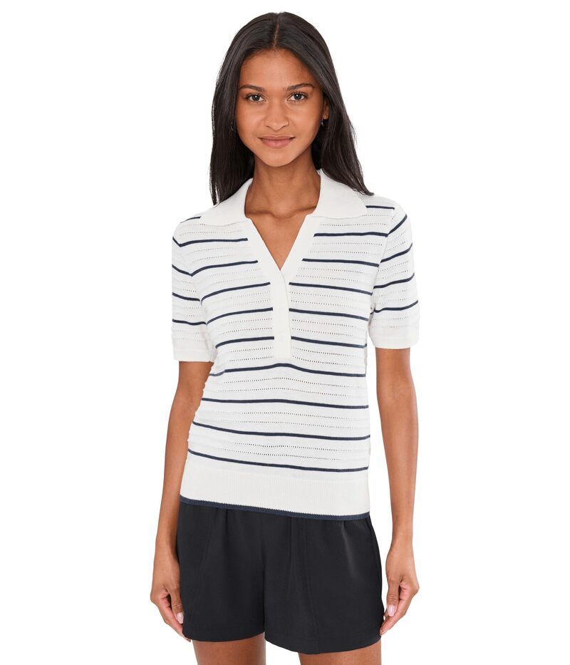 バーレイ レディース トップス シャツ ニット Varley Wren Knit Polo WhiteBlue Nigh ホワイト