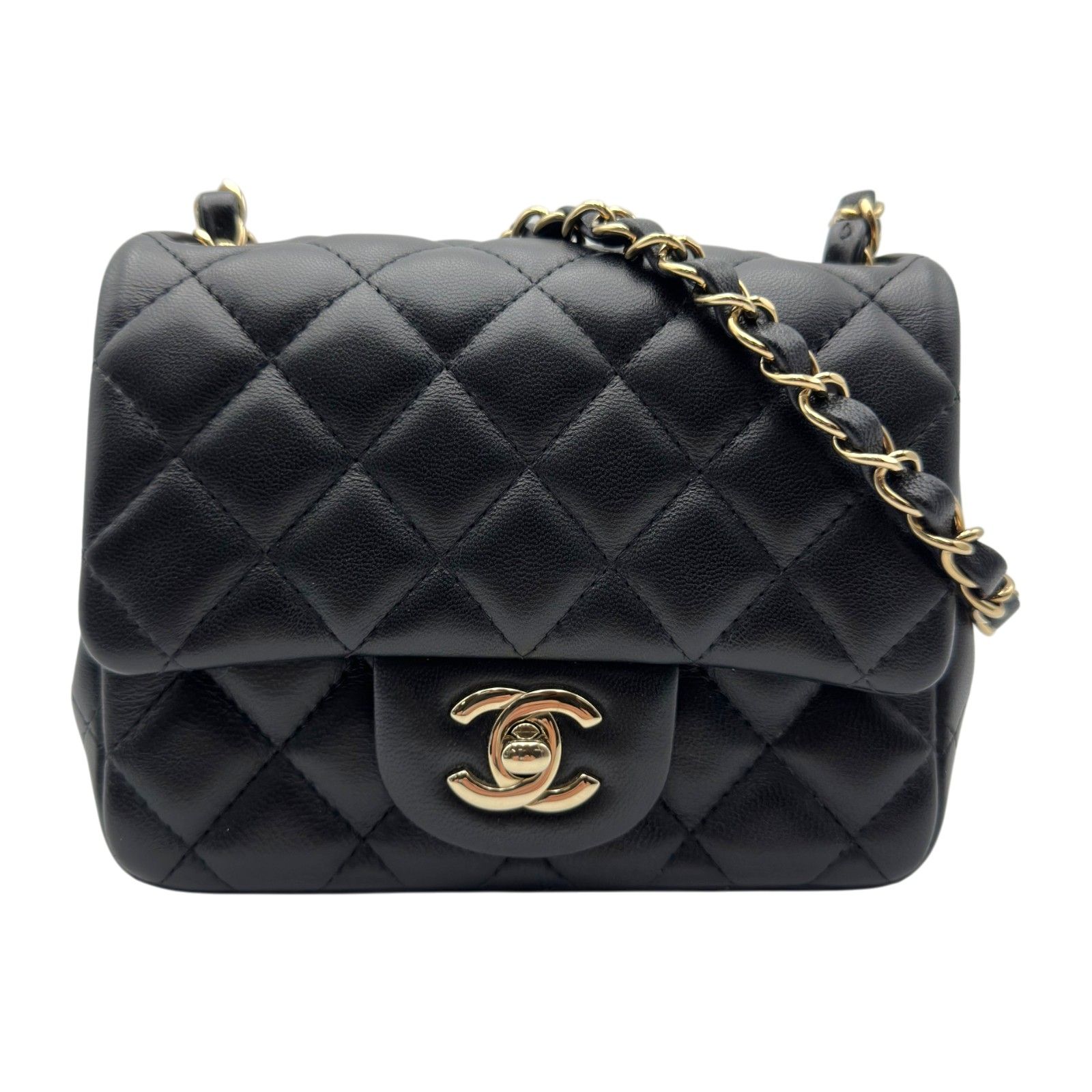 シャネル CHANEL ミニクラシック ハンドバッグ A35200 ブラック ゴールド金具 ラムスキン レディース ショルダーバッグ
