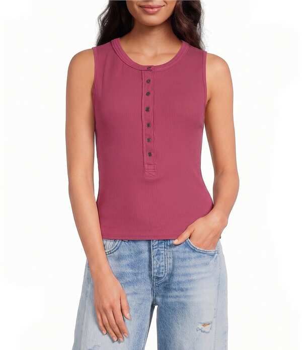 フリーピープル レディース トップス シャツ ヘンリーネック リブ ノースリーブ Free People We The Free Jamie Ribbed Henley Neck Sleeveless 10,514円