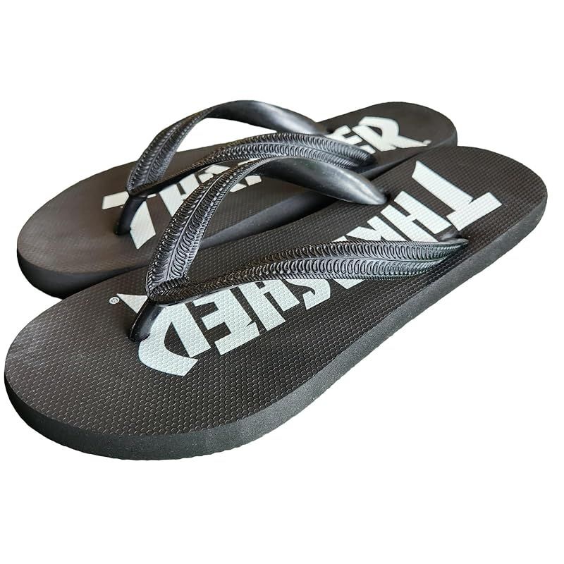 [Brand New] [Slasher] Beach Sandals (Brand Logo/Natural Rubber Specification) [THFLFLS-023-01] Lightweight Cushion Black_Black Medium