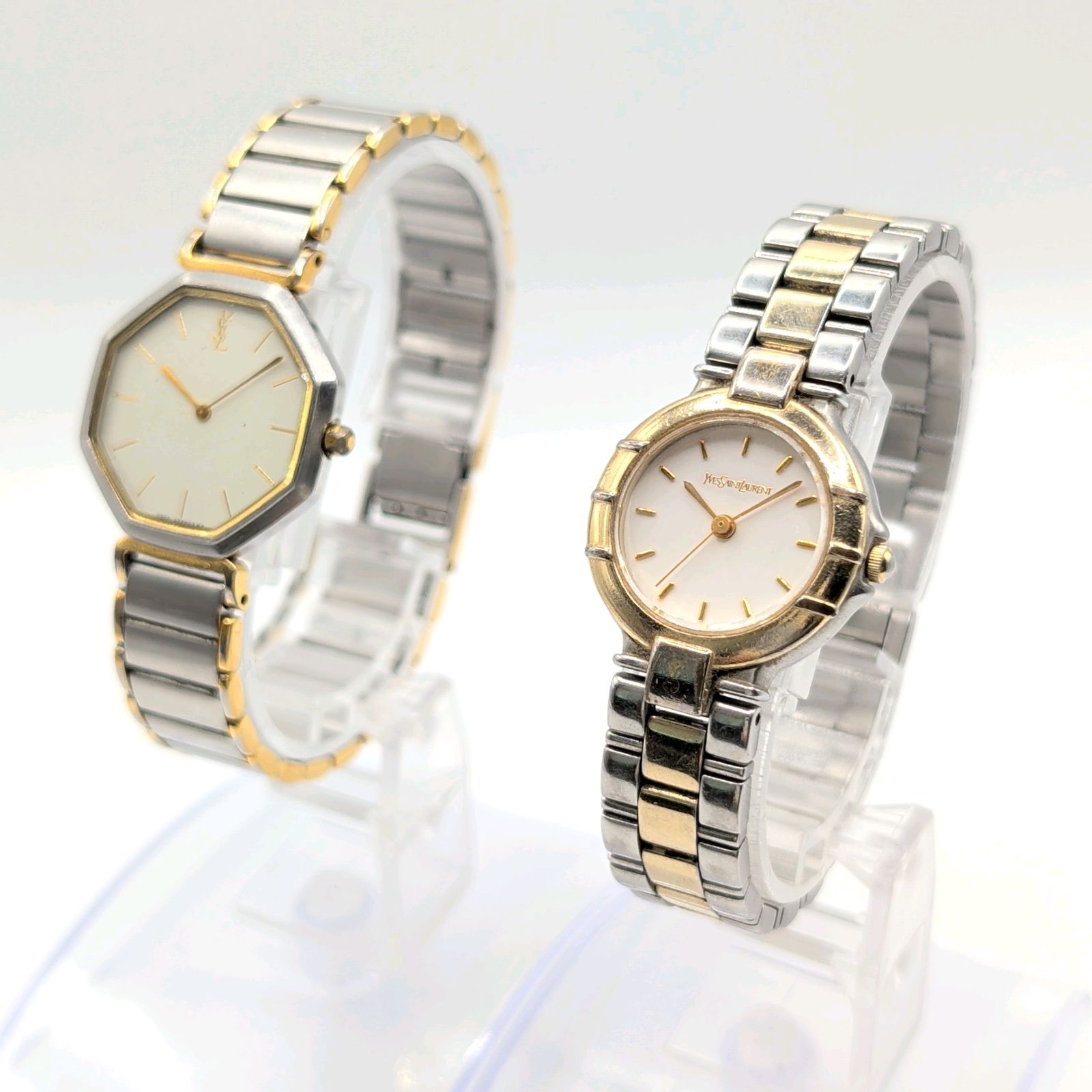 Yves Saint Laurent 2200-222377 4630-E63476Y Watch quartz Gold Silver Combi Y2K 00S イブサンローラン サンローラン 時計 クオーツ レディース ゴールド シルバー 稼働品