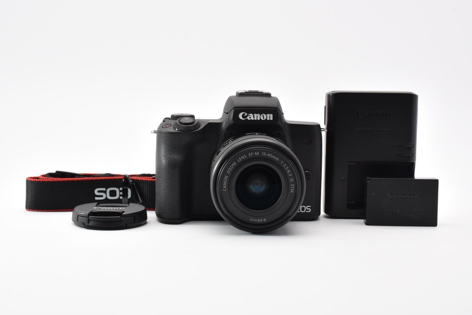 ★美品★ ★ショット数1000回以下★ キヤノン Canon EOS Kiss M ブラック + EF-M 15-45mm F3.5-6.3 IS STM 充電器付き RYM6582 #508 40,560円
