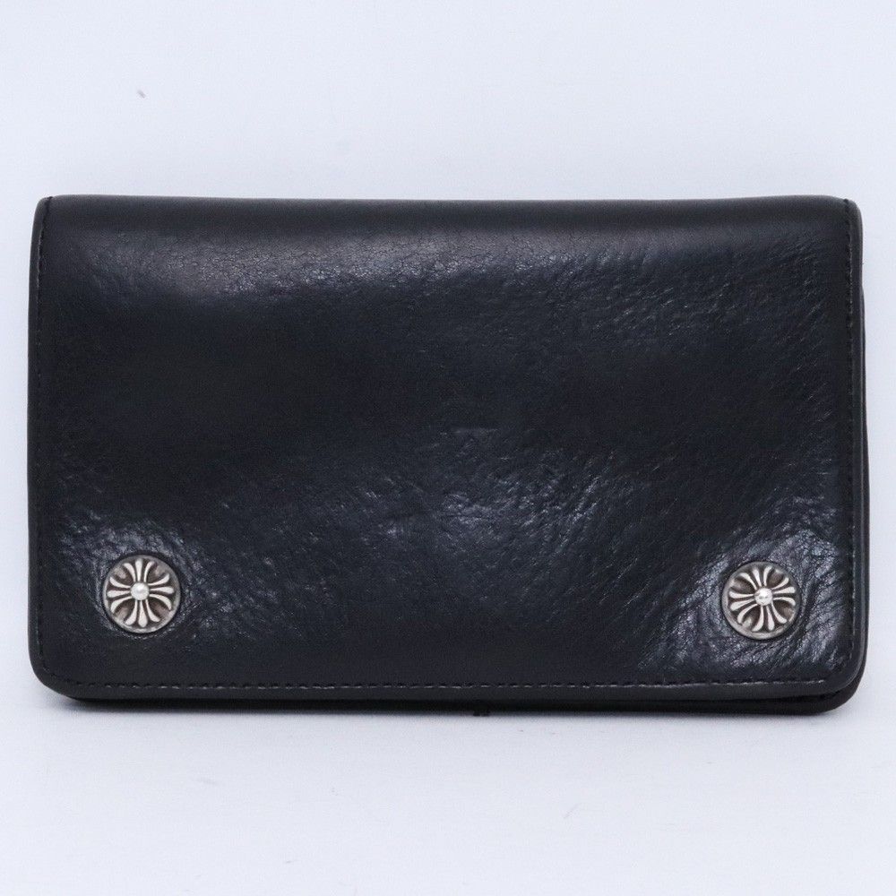CHROME HEARTS 1ジップ クロスボタン レザーウォレット ブラック