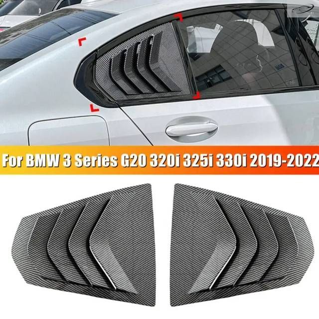 BMW 3シリーズ G20 320i 325i 330i 2019-2022用 リーバーウィンドウサイドシャッターカバートリムステッカーベントスクープ ABSカーボン