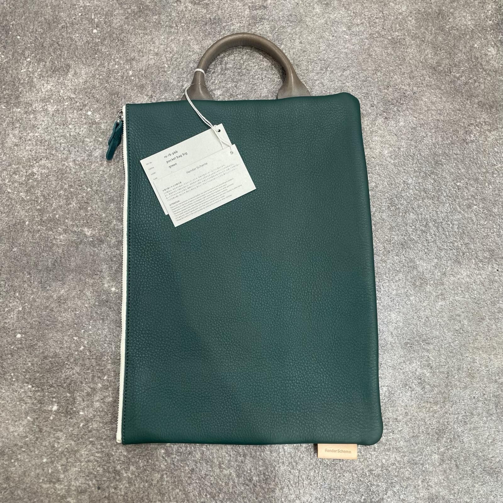 参考上代24200円 未使用 Hender Scheme Pocket Bag Big ハンドバッグ エンダースキーマ ro-rb-pkb グリーン F （22561M）