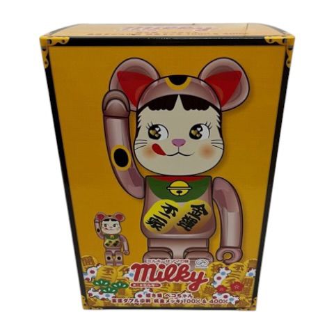 ベアブリック BE@RBRICK 招き猫 ペコちゃん 金運 ダブル小判 桃金メッキ 100%＆400％ フィギュア 総柄 マルチカラー
