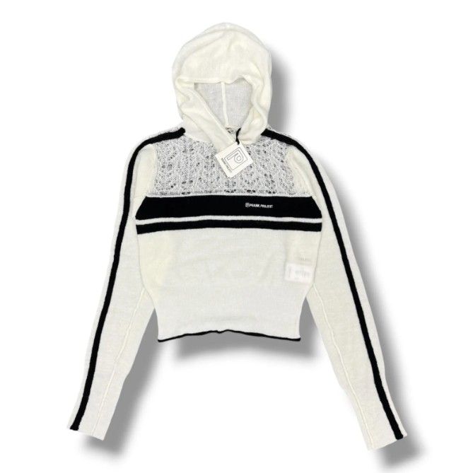 参考上代23,100円 未使用 PRANK PROJECT Mohair Track Knit Hoodie モヘアトラックニットフーディー 長袖ニットパーカー プランクプロジェクト 31242365601 ホワイト系 F （2455MG）
