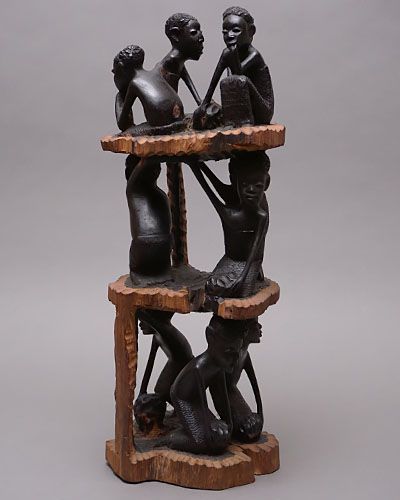 アフリカ　タンザニア　マコンデ　ウジャマー　52㎝　黒檀　彫刻　木彫り　アフリカ美術　アフリカンアート　アフリカ雑貨　置物　ケニア　モザンビーク　エボニー