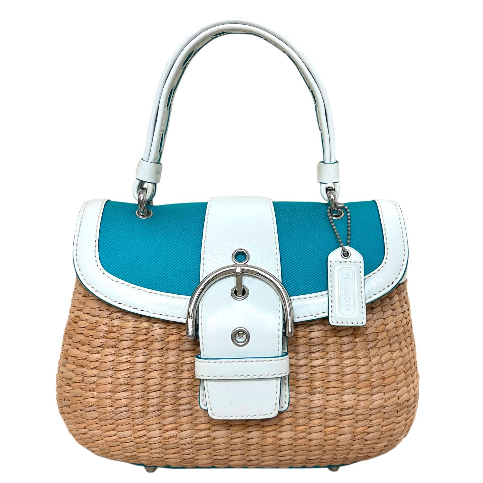 COACH　コーチ　バッグ　SOHO　ソーホー　6272　ラフィア　カゴ　レザー　ストロー　ハンド