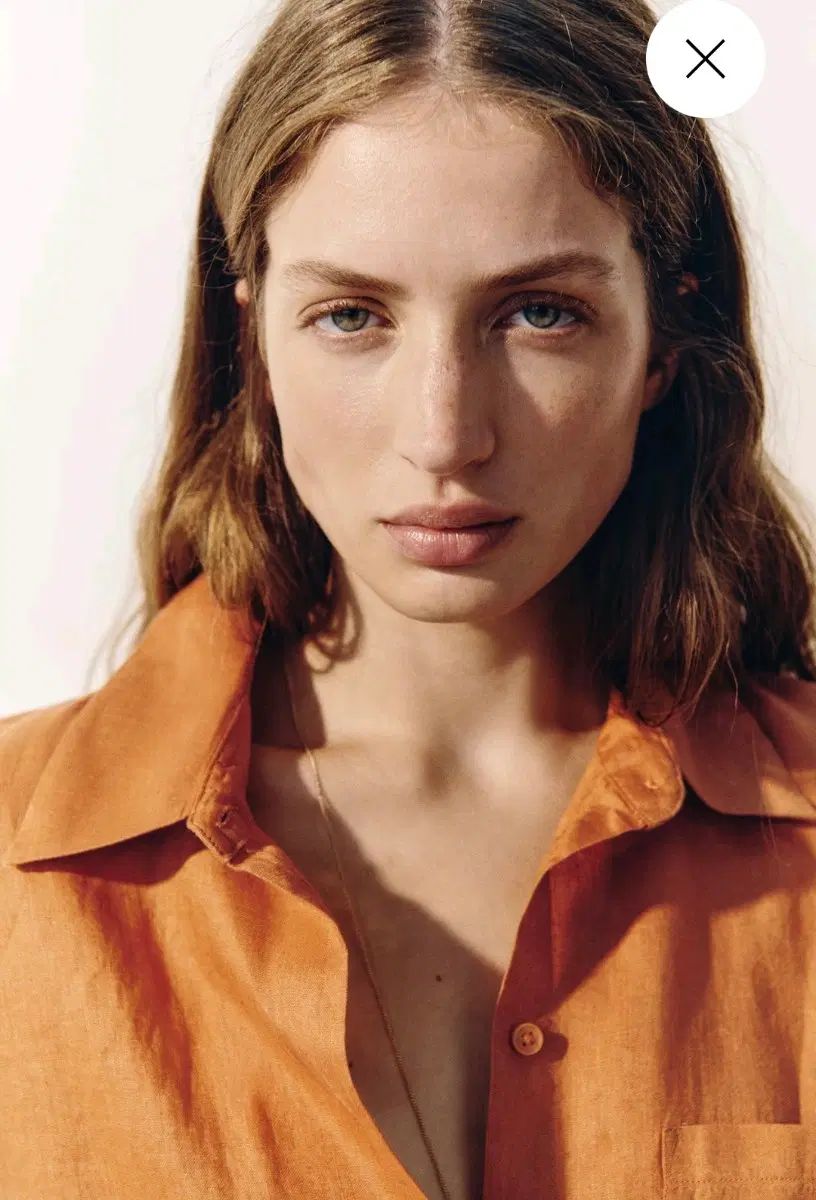 H&M リネンシャツ DARK ORANGE