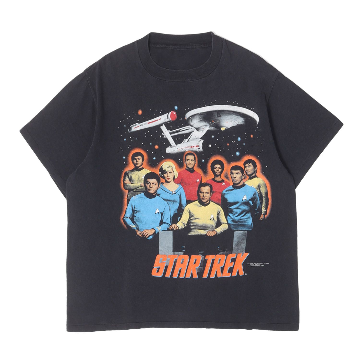 90s - 00s ヴィンテージ古着 90s STAR TREK スタートレック プリント Tシャツ ブラック 黒 L相当 Goodフェード 90年代 オフィシャル トップス カットソー 半袖【メンズ】【中古】