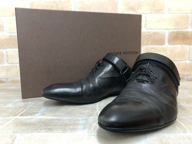 【中古】 箱有 LOUIS VUITTON ルイヴィトン ドレスシューズ ダミエ柄 ブラック UK7.5（26cm～26.5cm） 111450907