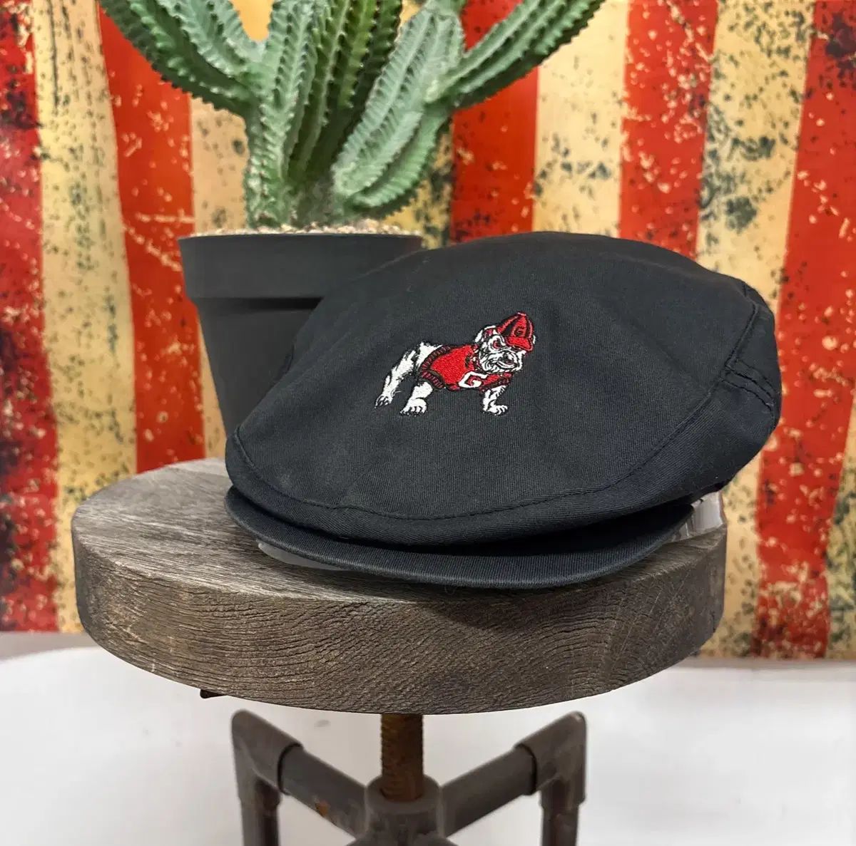 80s アイビーリーグ ジョージア ブルドッグス マスコット 刺繍 ニュースボーイキャップ N2434