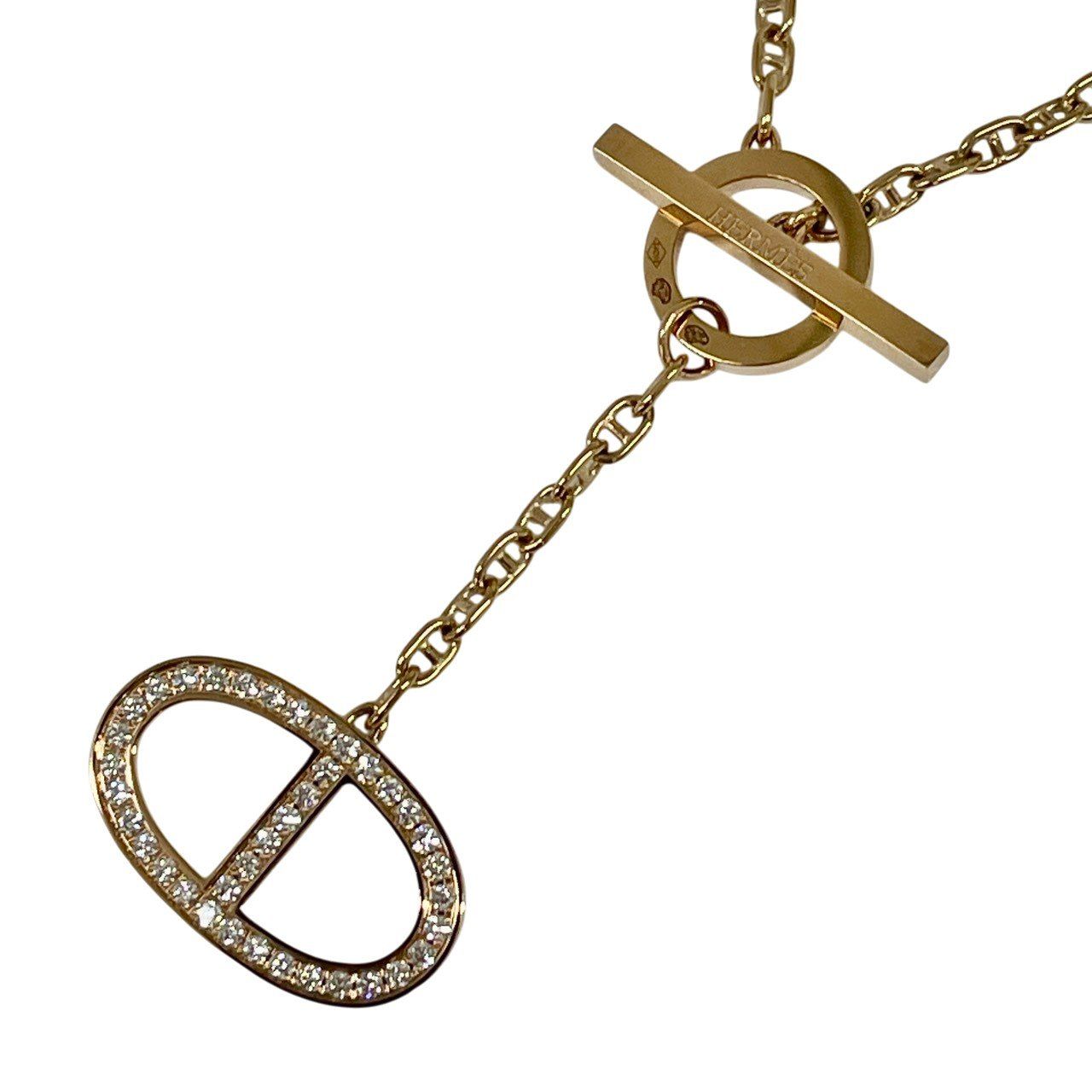 極美品/HERMES/エルメス/シェーヌダンクル/コントゥール/ネックレス/ダイヤモンド/K18/750/国内正規店購入品/箱付/レディース/RS2864★