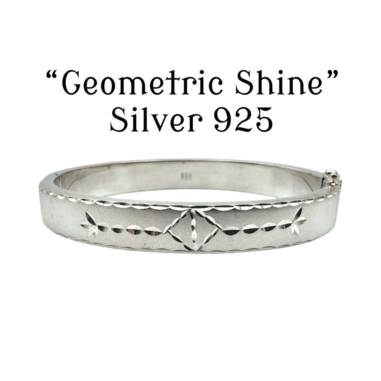 【光を刻む】 ジオメトリック 幾何学模様 Silver 925 刻印 Design Bangle Bracelet シルバー バングル ブレスレット AU Vintage オーストラリア直輸入 一点もの 美品